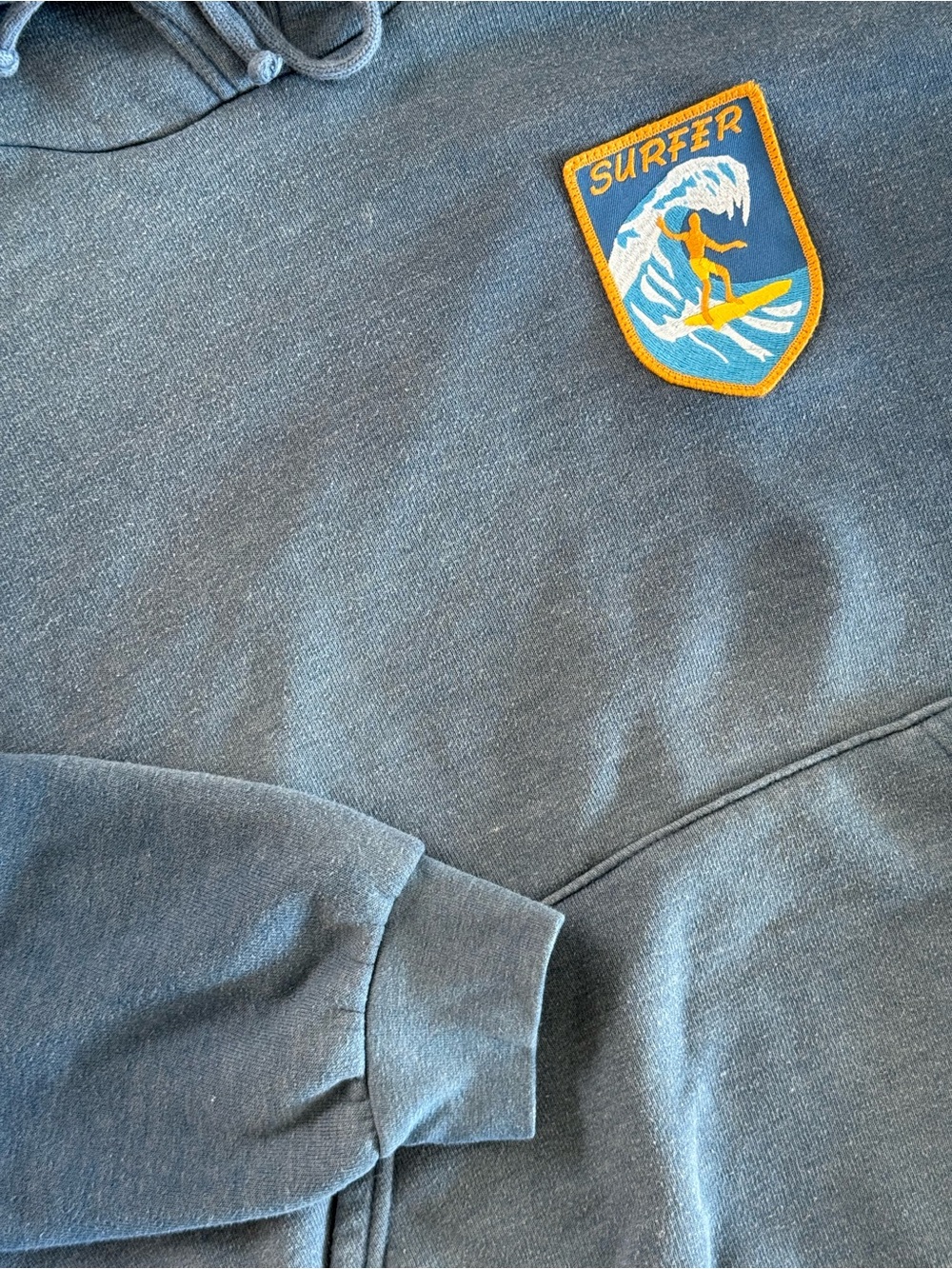 Aviator Nation Surfer Wave Patch Pullover Relaxed Hoodie - Faded Water - Size Sm - Picture 5 of 13